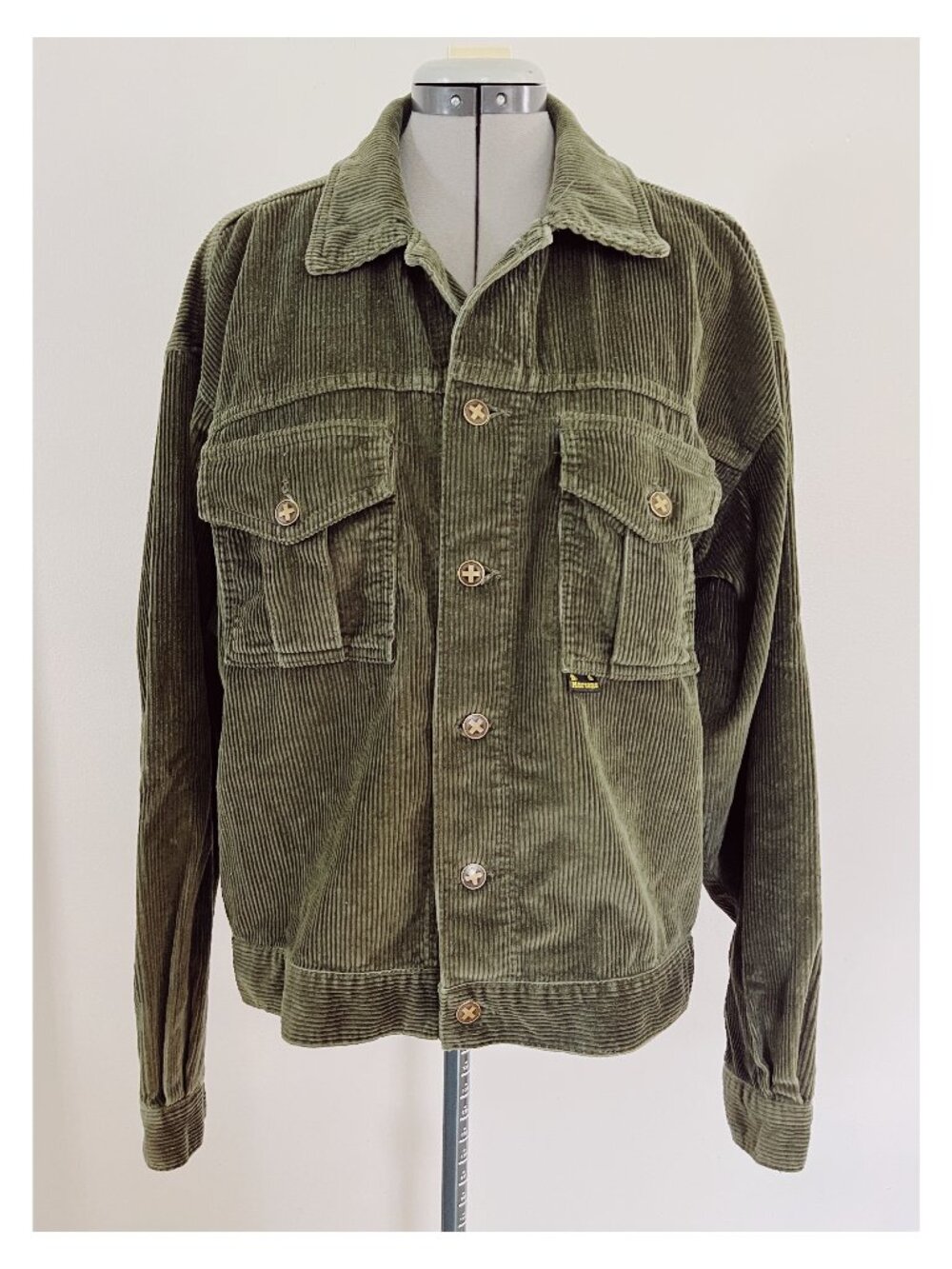 VTG 90s Dr Martens Air Wair Sz M Mens Corduroy Trucker Jacket Olive Green